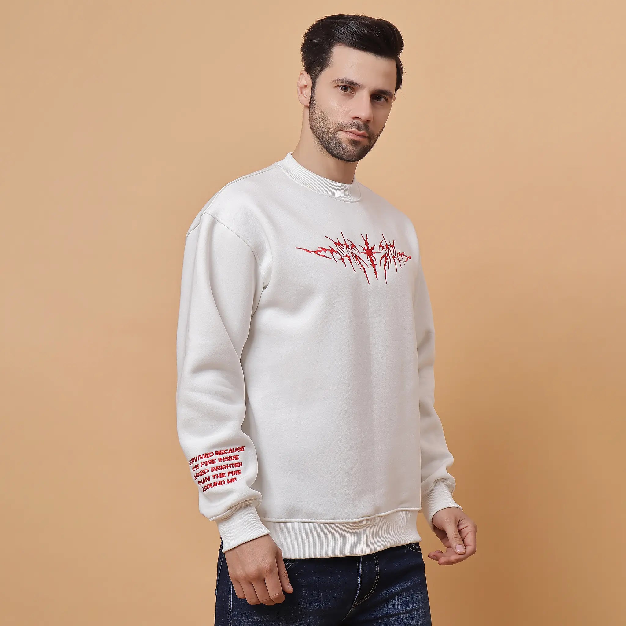 White Inferno Sweatshirt Ignite Power and Freedom