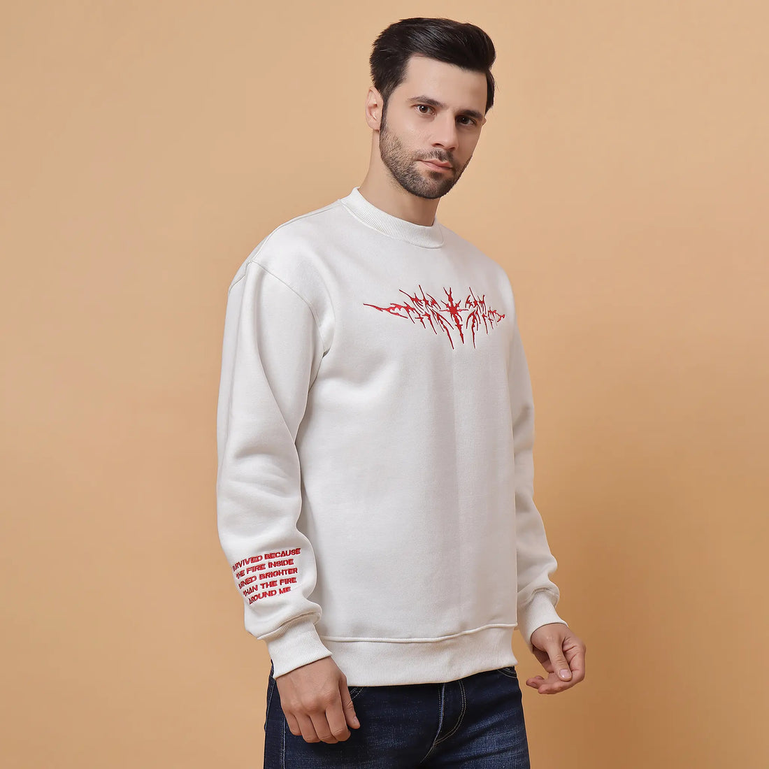 White Inferno Sweatshirt Ignite Power and Freedom
