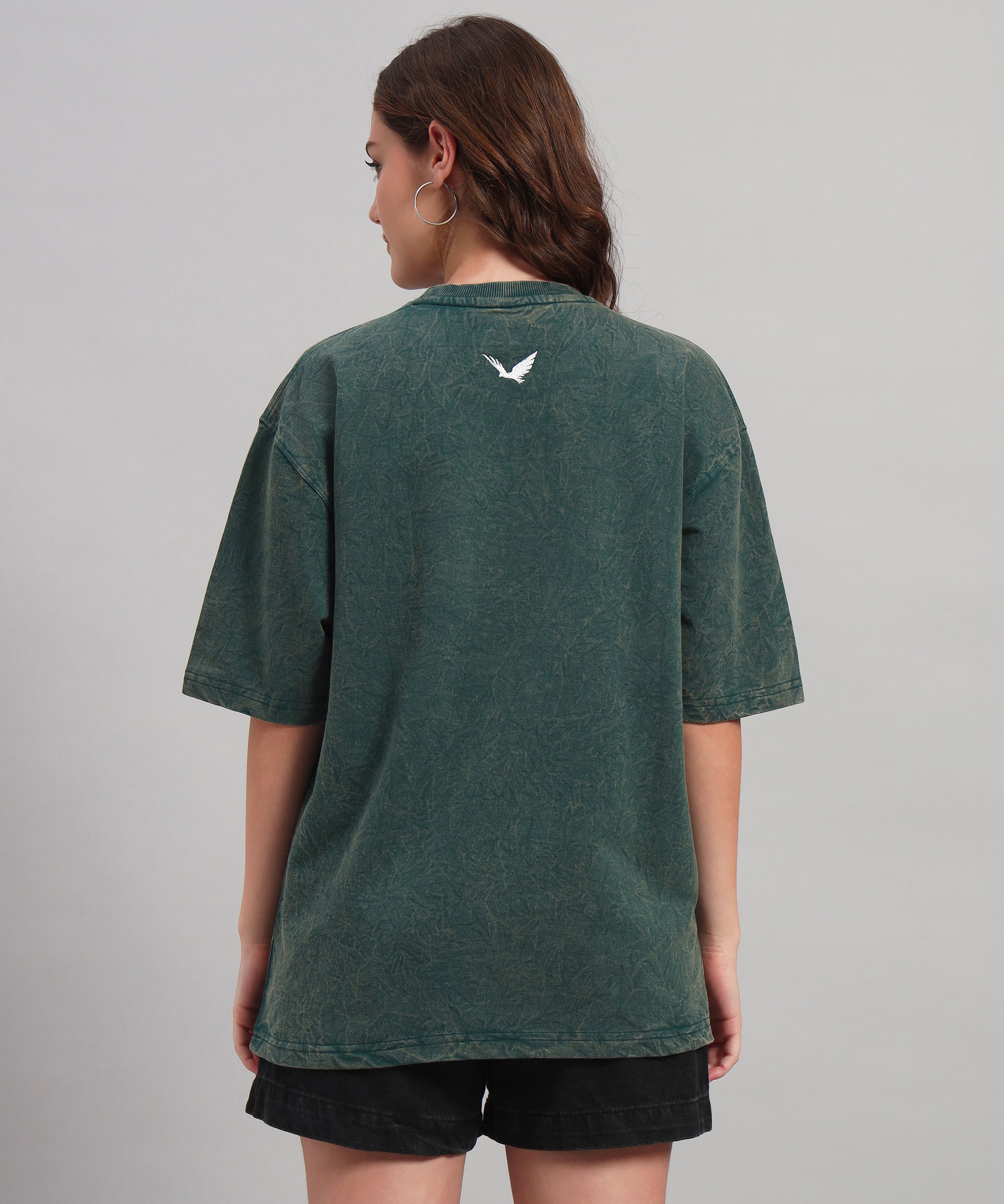 GREEN WEB ACID WASH T-SHIRT