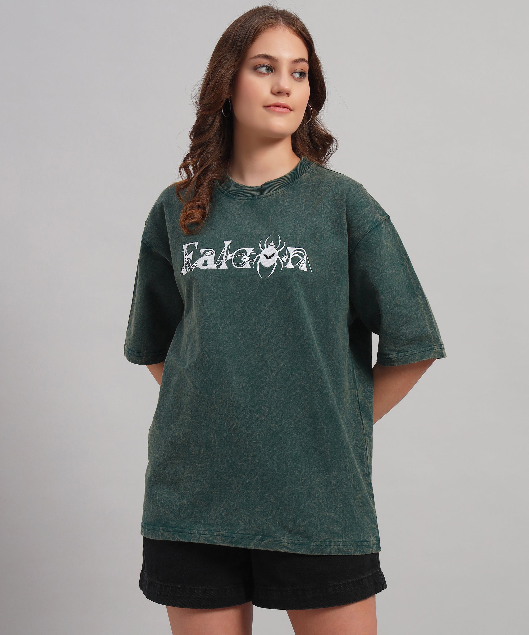 GREEN WEB ACID WASH T-SHIRT