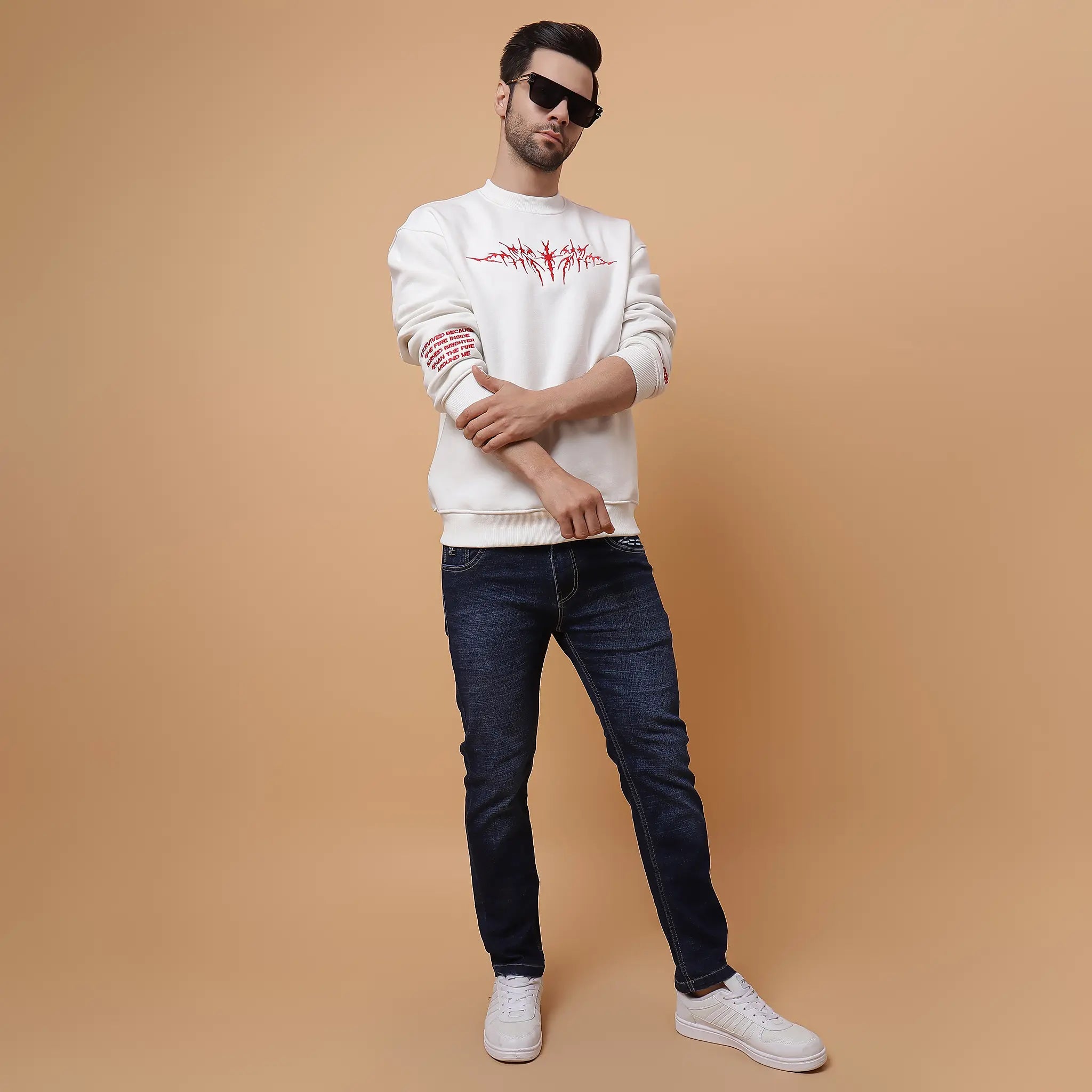 White Inferno Sweatshirt Ignite Power and Freedom