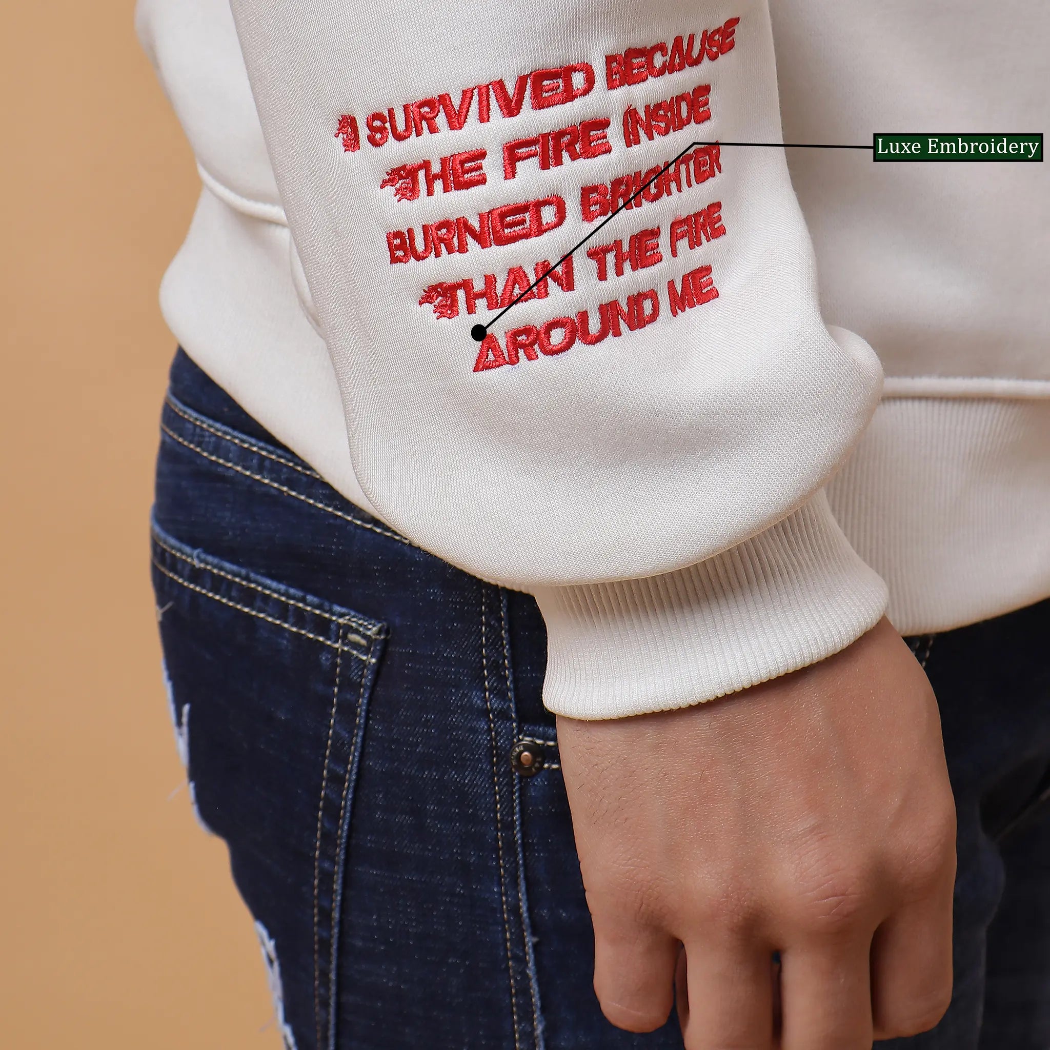 White Inferno Sweatshirt Ignite Power and Freedom