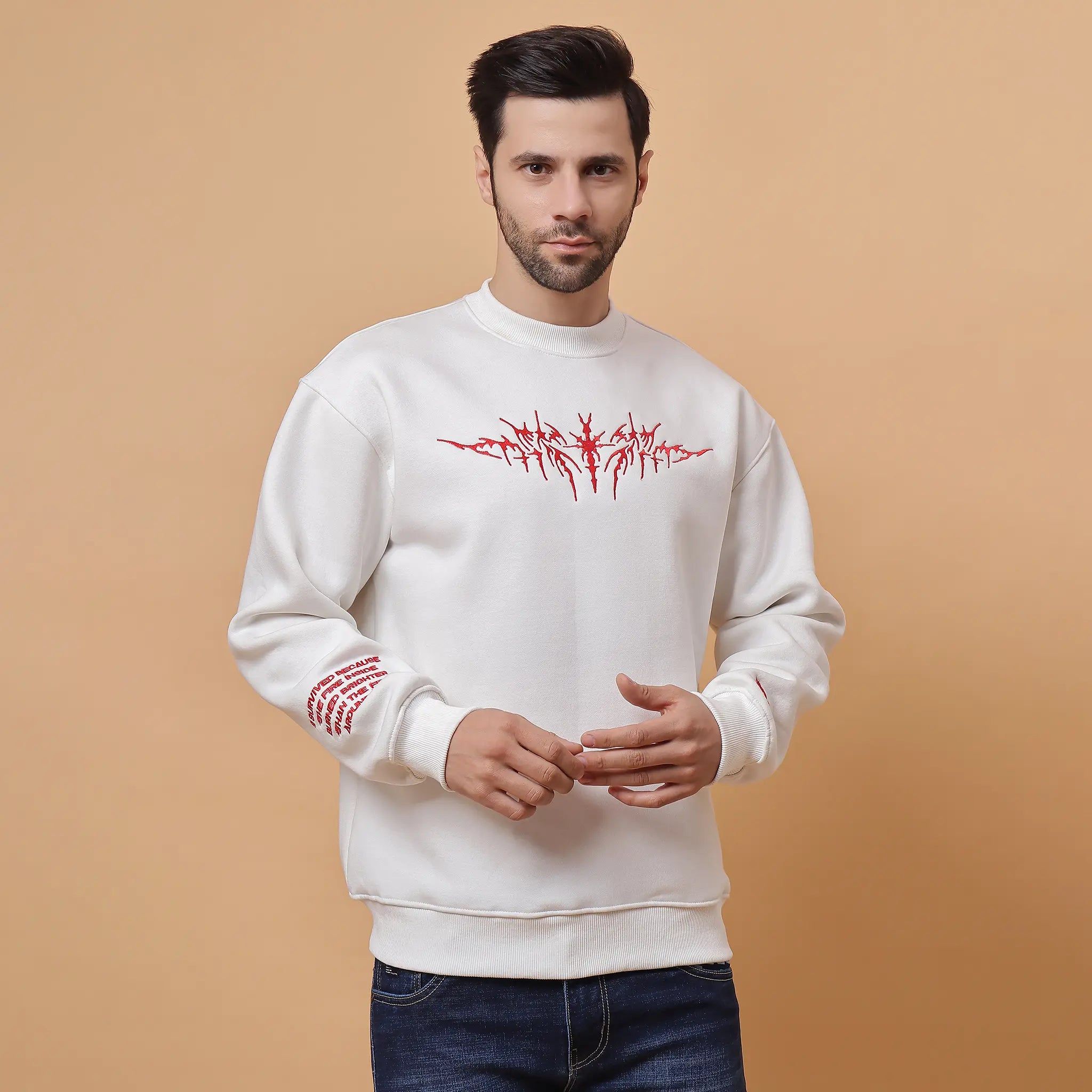 White Inferno Sweatshirt Ignite Power and Freedom
