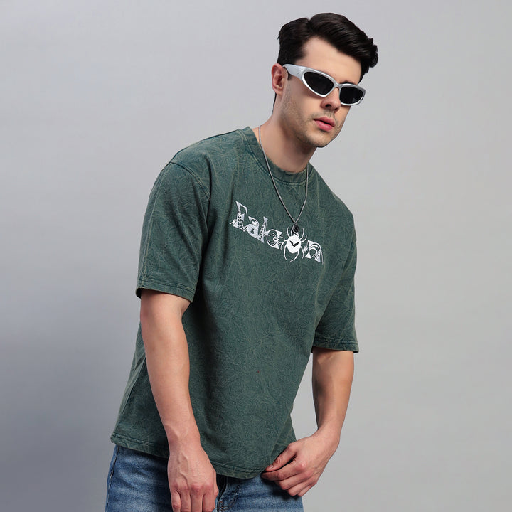 GREEN WEB ACID WASH T-SHIRT
