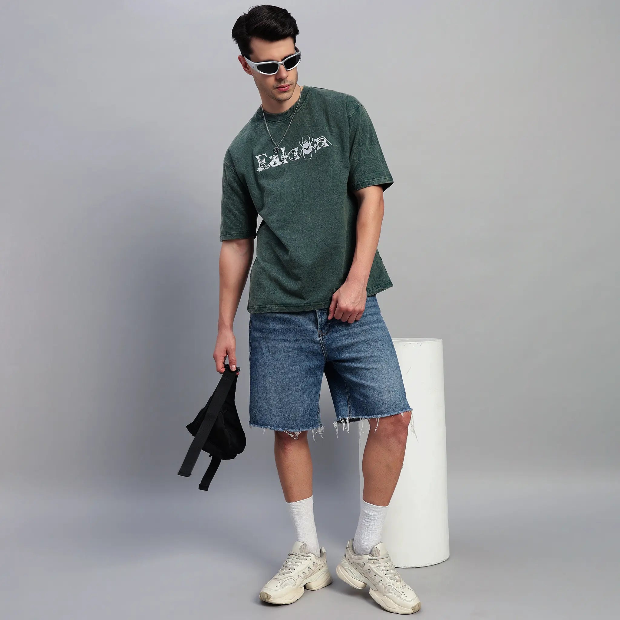 GREEN WEB ACID WASH T-SHIRT